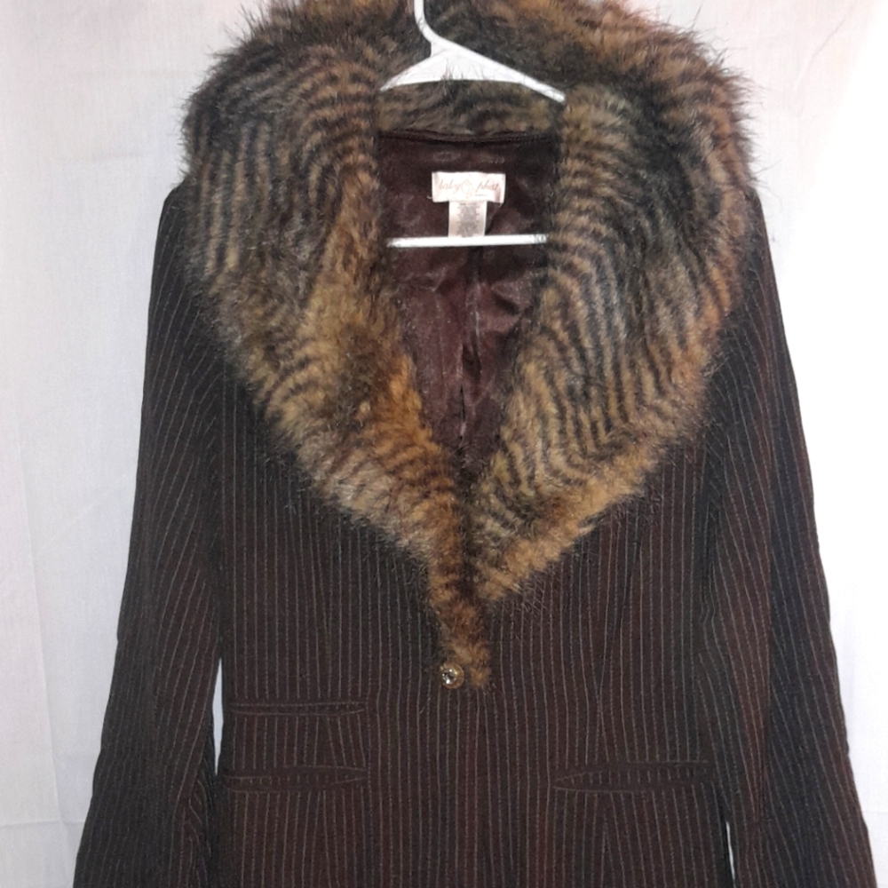 Vintage Baby Phat Faux Fur Collar Dress Jacket Y2K Glam Mobwife Officecore Sz M